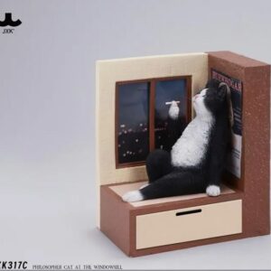 PRE-ORDER Philosopher Cat at the Windowsill Black white (Q3 2026) PO end (Dec-1-2025)